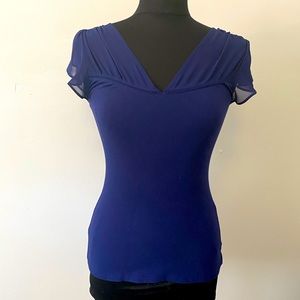 Express Blue Flutter Sleeve Blouse